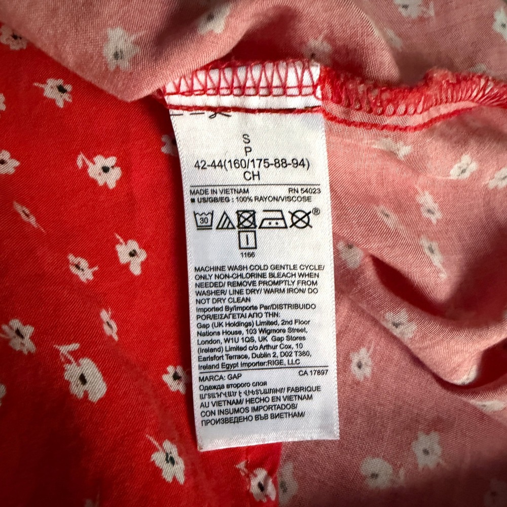 Gap Women's Floral Summer Dress Small Button Front Shift Red - Picture 2 of 6